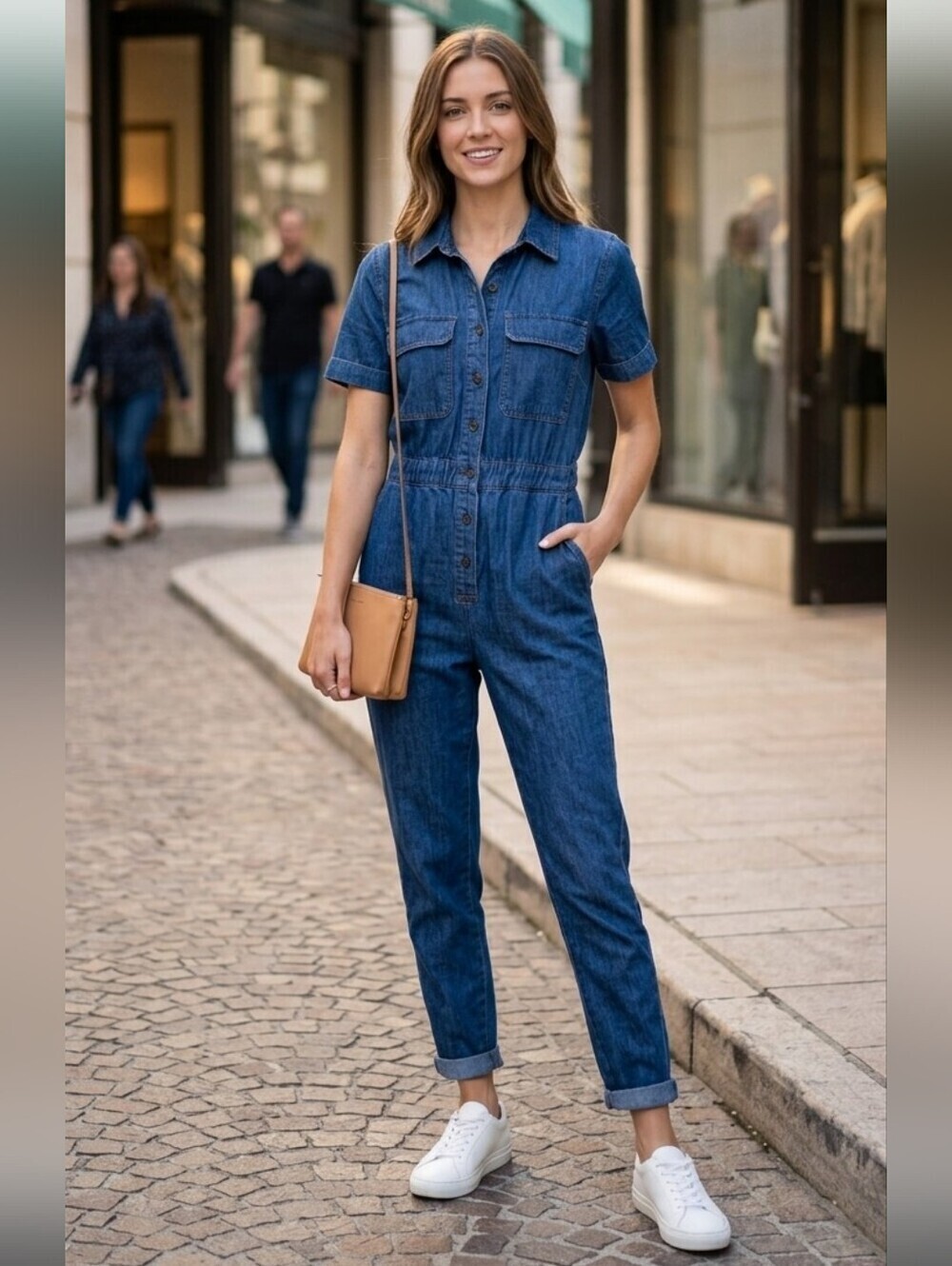 Banana Republic Womens Preppy Streetwear Medium Blue Wash Denim Jumpsuit Size XS